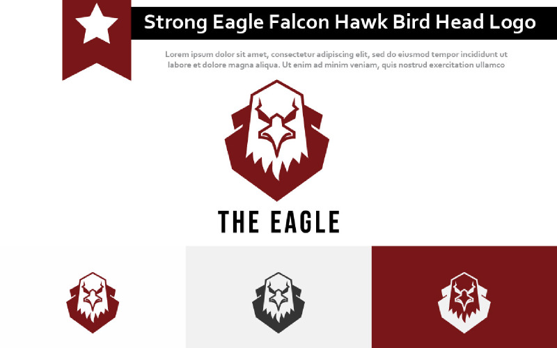 Silný Eagle Falcon Hawk Bird Head Jednoduché Logo