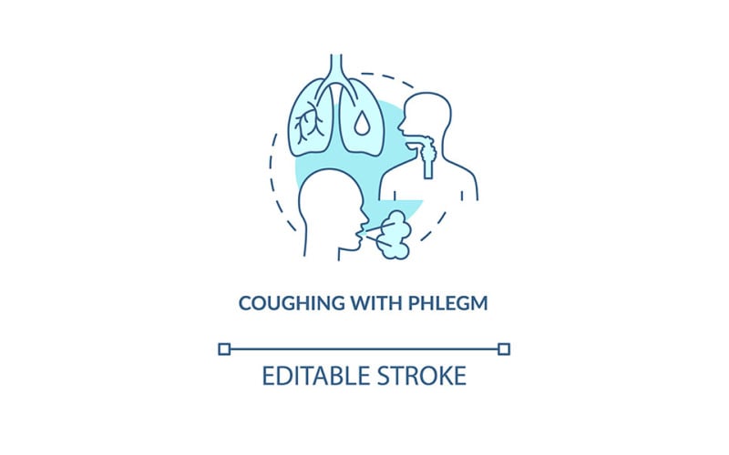Coughing With Phlegm Blue Concept Icon