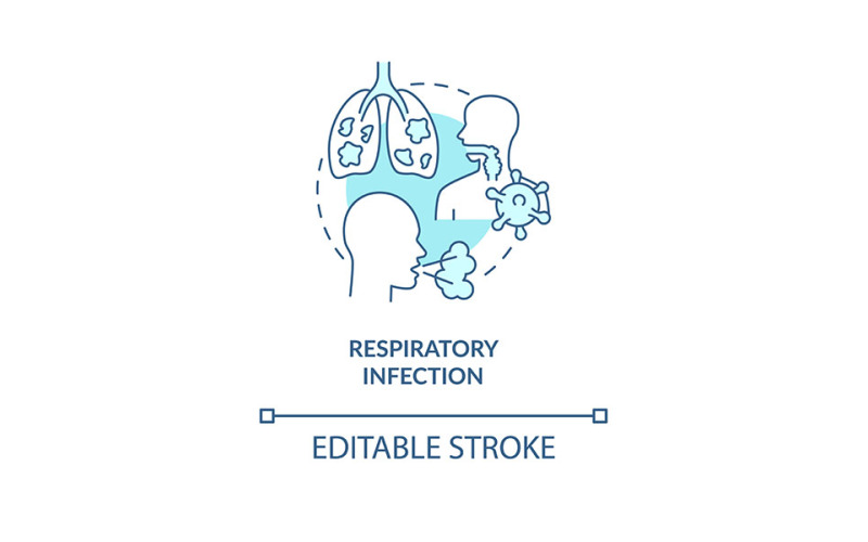 Icono de concepto azul de infección respiratoria