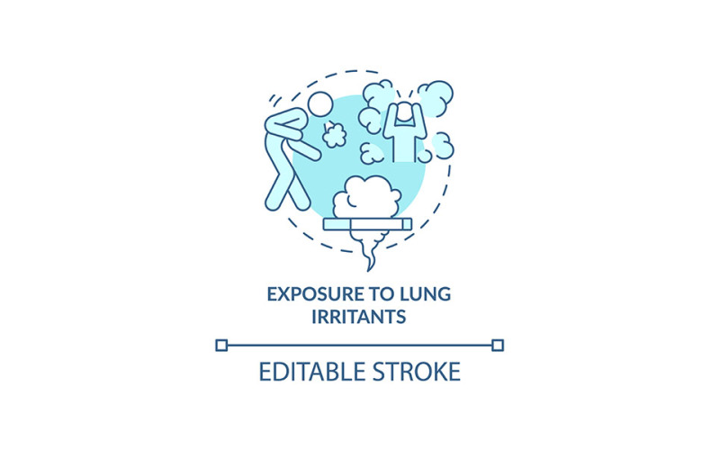 L'exposition aux irritants pulmonaires icône de concept bleu