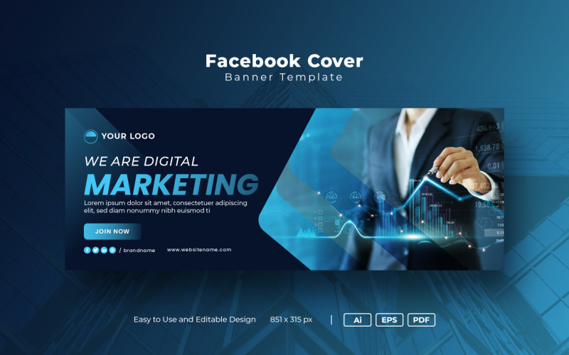 Szablon okładki na Facebooka dla biznesu marketingu cyfrowego