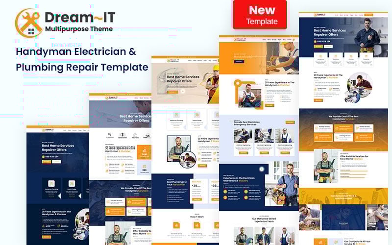 Handyman Electrician and Plumbing Repair Bootstrap HTML5 Website Template