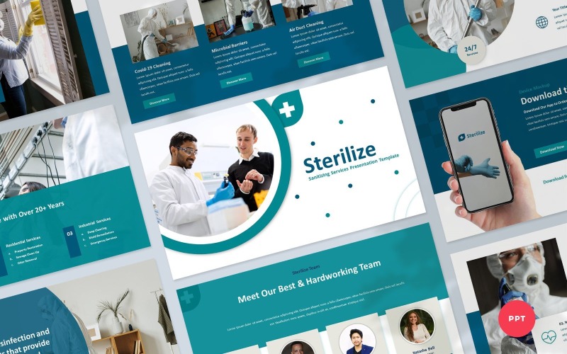 Steriliseren - Sanitizing Services PowerPoint-presentatiesjabloon