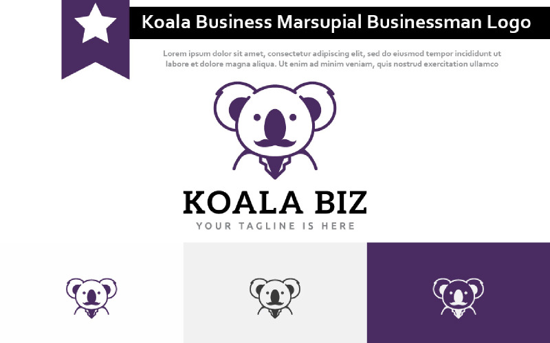Wąsy Koala Biznes Torbacz Zwierząt Biznesmen Logo