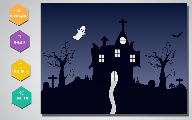 Halloween skrämmande spökhusillustration