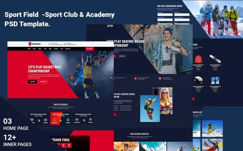 Spor Alanı-Spor Kulübü ve Akademi Psd şablonu