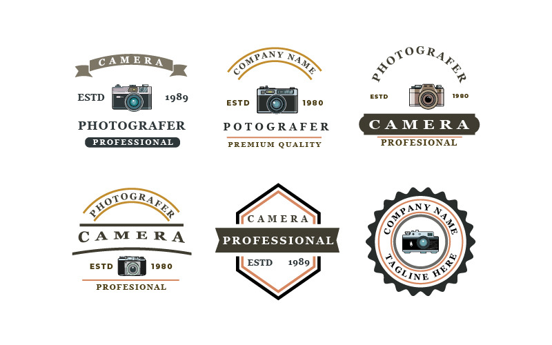 Ställ in märken Kamerafotografi Logotypdesign