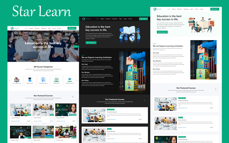 Star Learn - WordPress Elementor-mallpaket för skolor, högskolor, universitet, lärplattformar och kurser