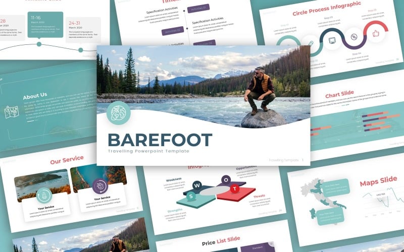 Barefoot - Seyahat Çok Amaçlı PowerPoint Şablon