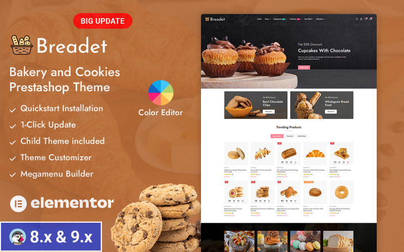 Breadet — адаптивная тема Prestashop для пекарни