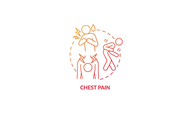 Icona del concetto di sfumatura rossa del dolore al petto