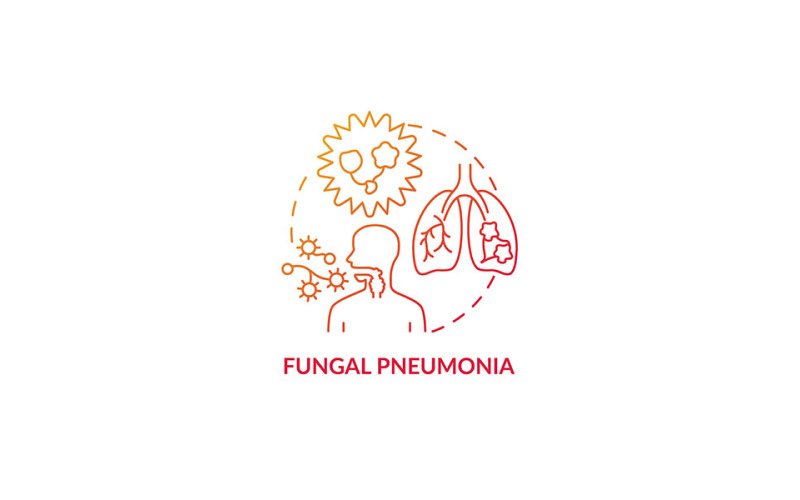 Icono de concepto degradado rojo de neumonía fúngica