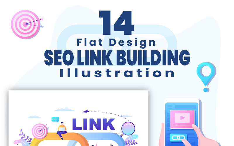 14 Ilustración de construcción de enlaces de optimización SEO