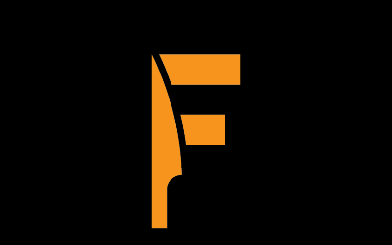 Modello di logo di coltello lettera F