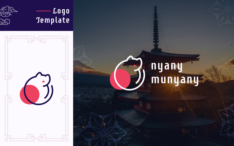 Nyany Munyany - Logotipo de gato minimalista japonés
