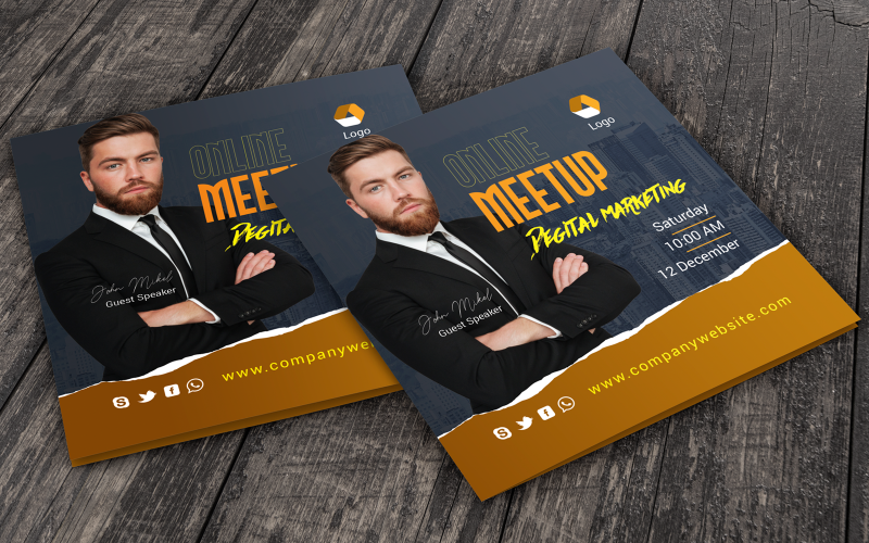 Online Meetup Square Flyer