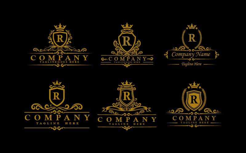 Zestaw odznak Royal Crest Logo Design