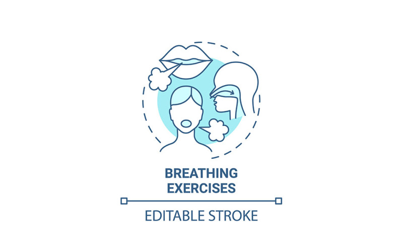 Ćwiczenia oddechowe Niebieska ikona koncepcji