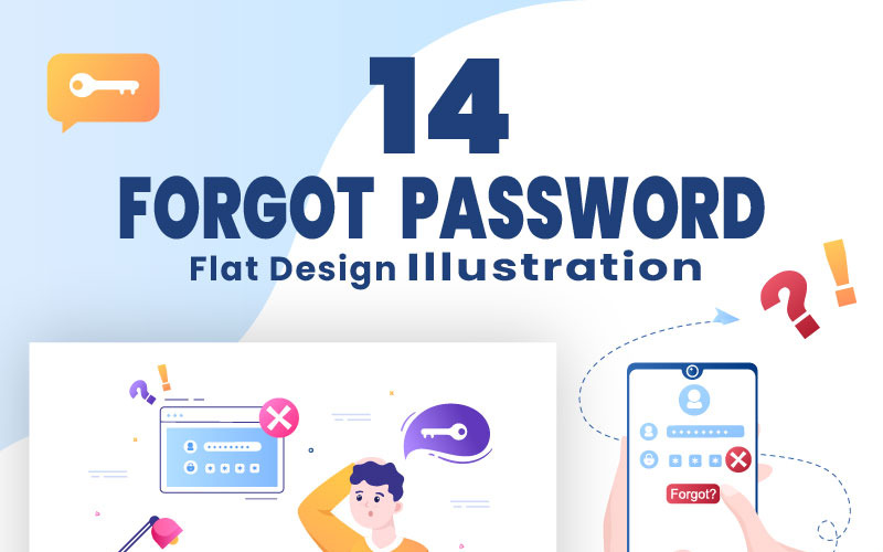 14 Esqueci a senha e a ilustração de login da conta