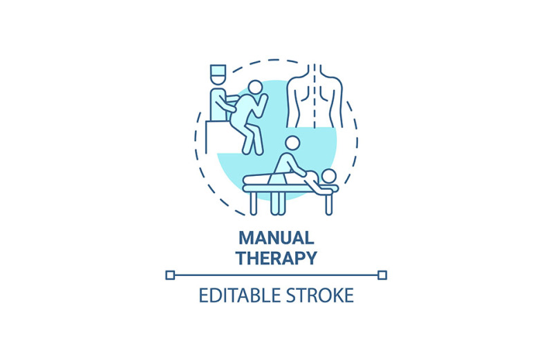Ícone de conceito azul de terapia manual