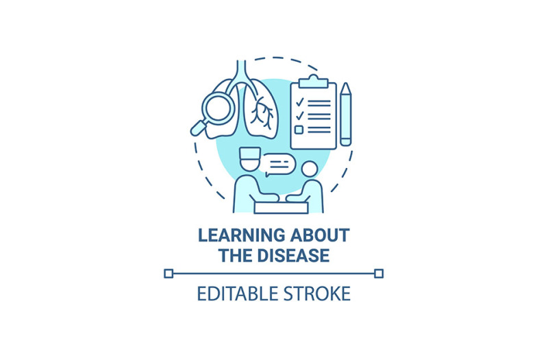 Ícone de conceito azul para aprender sobre a doença