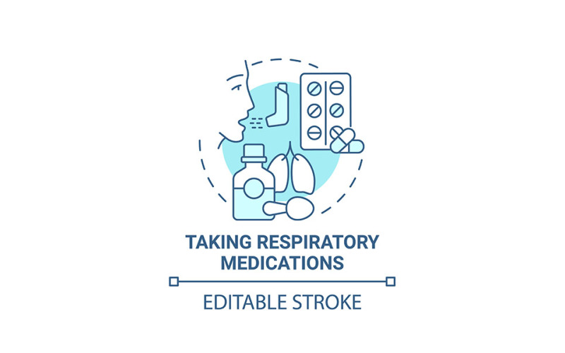 Ícone de conceito azul para tomar medicamentos respiratórios