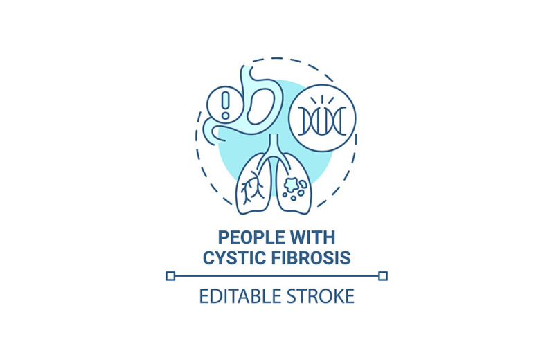 Pessoas com fibrose cística ícone azul do conceito