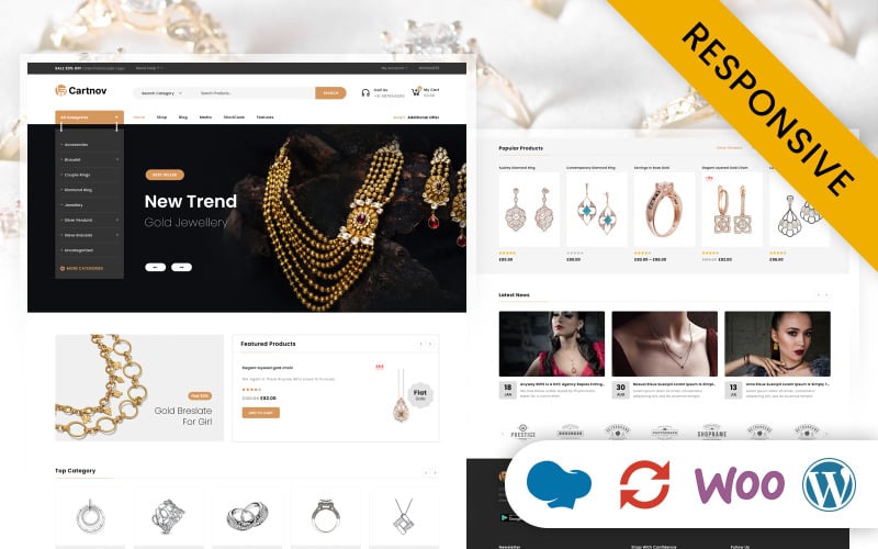 Cartnov - магазин ювелірних виробів з діамантами Адаптивна тема WooCommerce