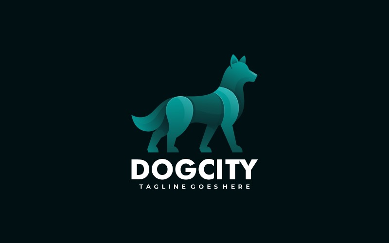Logo stijl met kleurverloop hond