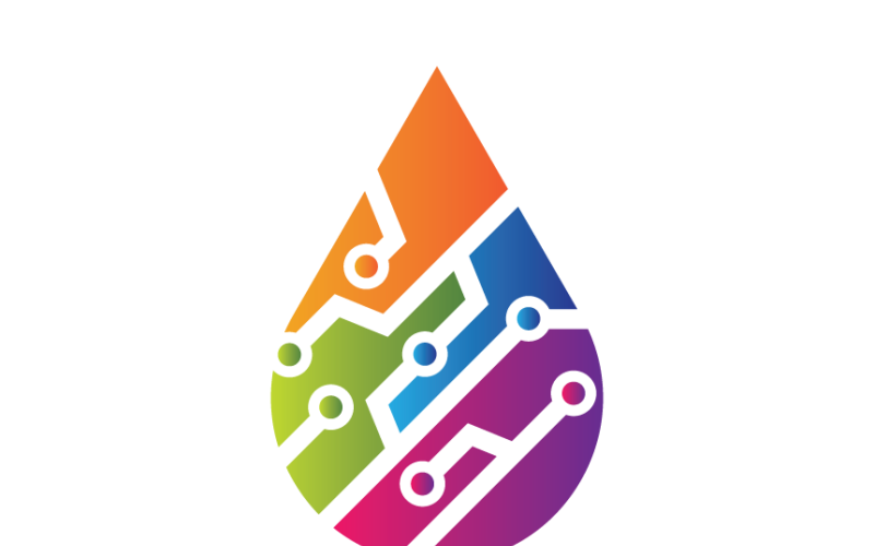 Drop Technology Chip Gradient Colorful Logo