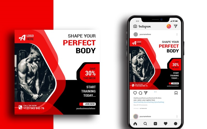 Perfect Body Gym Social Media Post Template