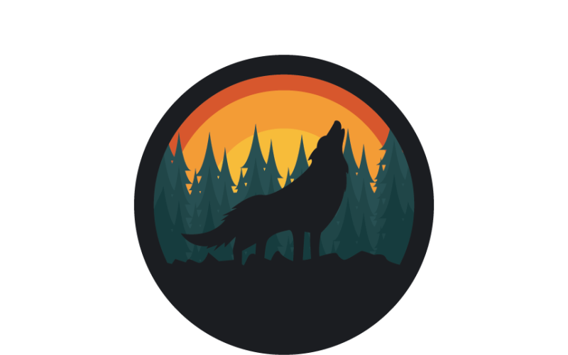 Plantilla de logotipo de rugido de lobo