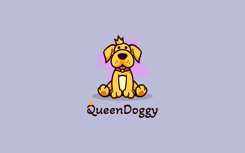 Queen Doggy tecknad logotyp stil