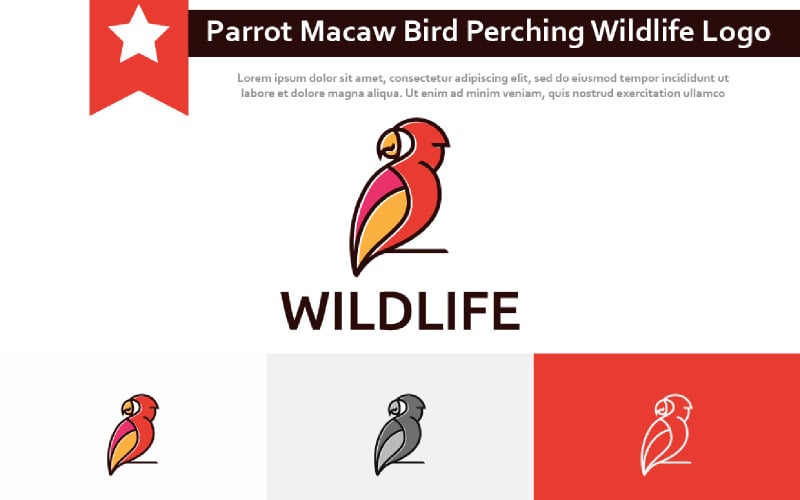 Prachtige exotische papegaai Ara vogel neerstrijken Wildlife Logo
