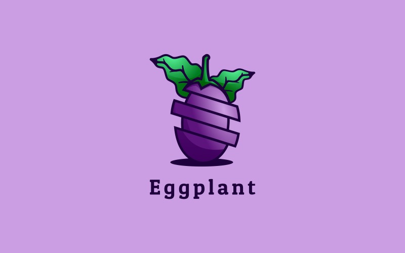 Aubergine Gradiënt Mascotte Logo