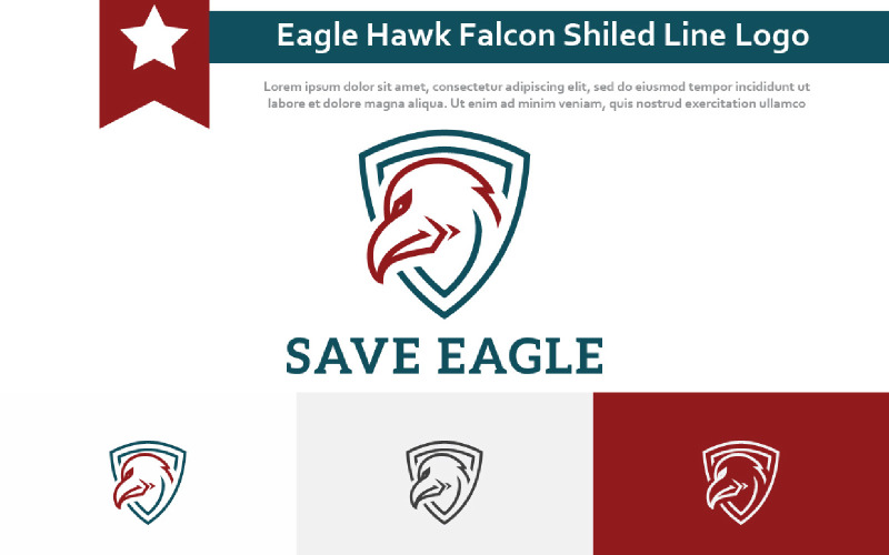 Logo Eagle Hawk Falcon Save Protect Shiled Line