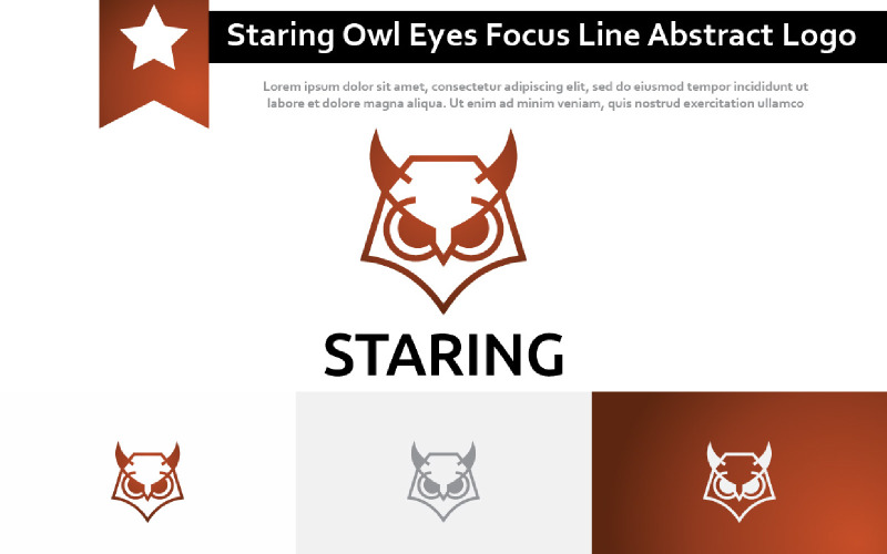 Logotipo abstracto de línea de enfoque de ojos de búho mirando fijamente