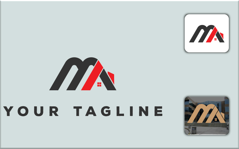 MA brief onroerend goed logo ontwerp