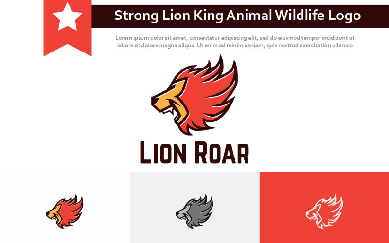 Сильная голова льва Hoar King Animal Jungle Wildlife Logo