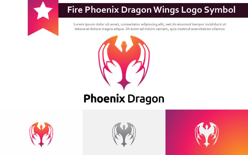 Símbolo del logotipo de las alas del dragón del pájaro del fénix del fuego