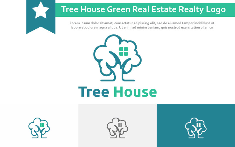 Tree House Green Nature Real Estate Realty Logo