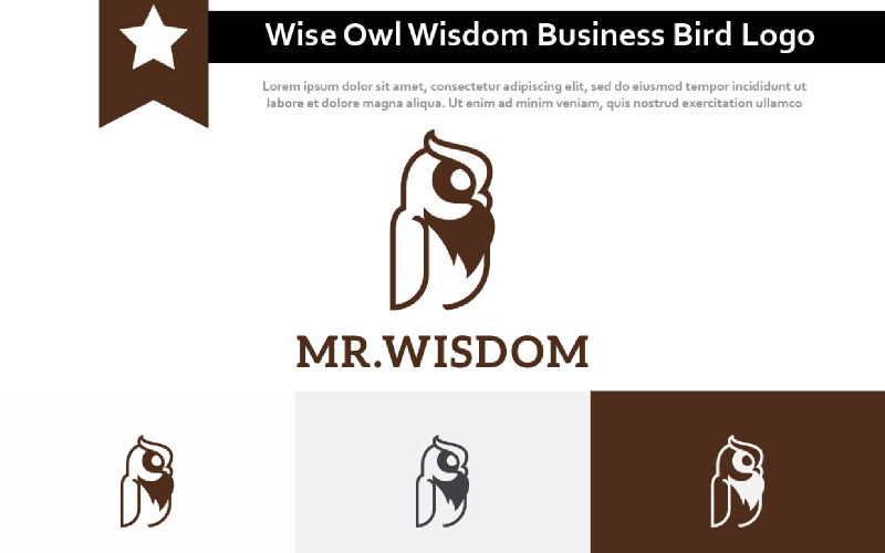 Wise Owl Sagesse Business Education Night Bird Logo