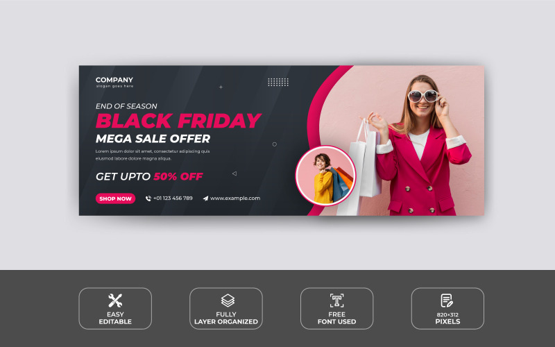 Black Friday Sale Facebook Cover e Web Banner Design template