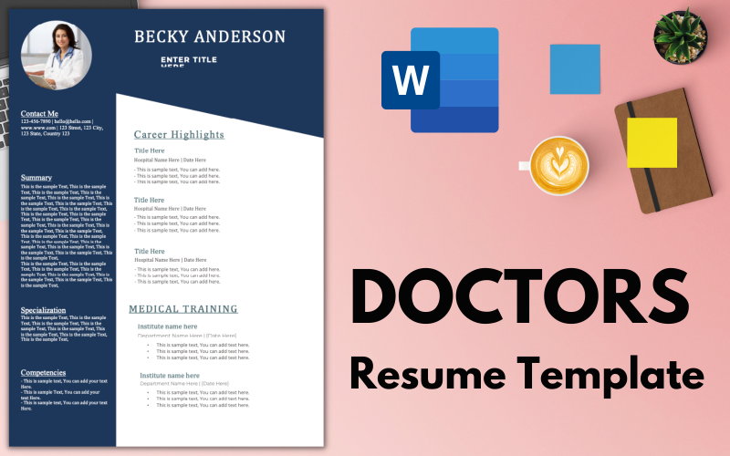 DOKTORLAR için Profesyonel Özgeçmiş / CV Şablonu.