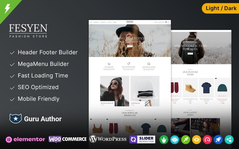 Fesyen - 时尚、化妆品和配饰 Elementor WooCommerce 主题