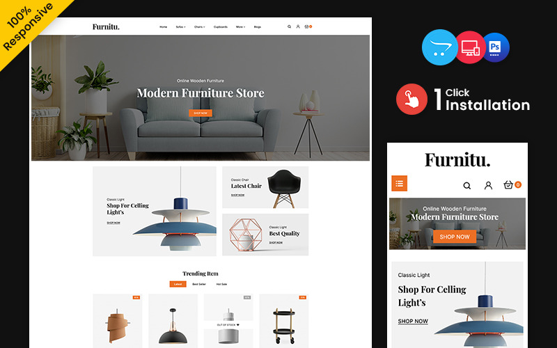 Furnitu - багатоцільова адаптивна OpenCart тема для меблів та інтер'єру