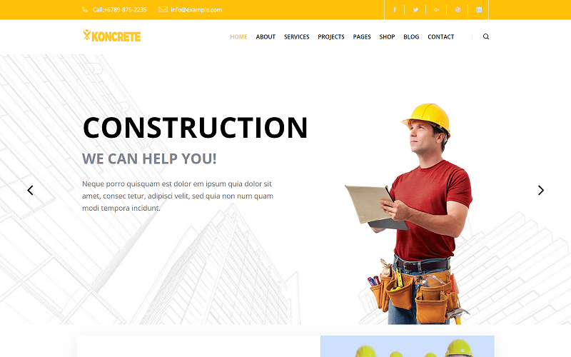 Koncrete - Bygg & Bygg HTML5-mall