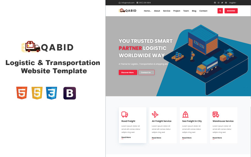 Qabid - 物流和运输登陆页面模板