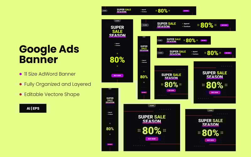 Elementos de la interfaz de usuario de Memphis Modern Google Ads