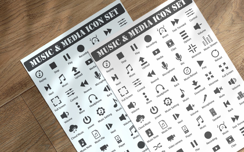 Hudba A Media Player Icon Set šablony